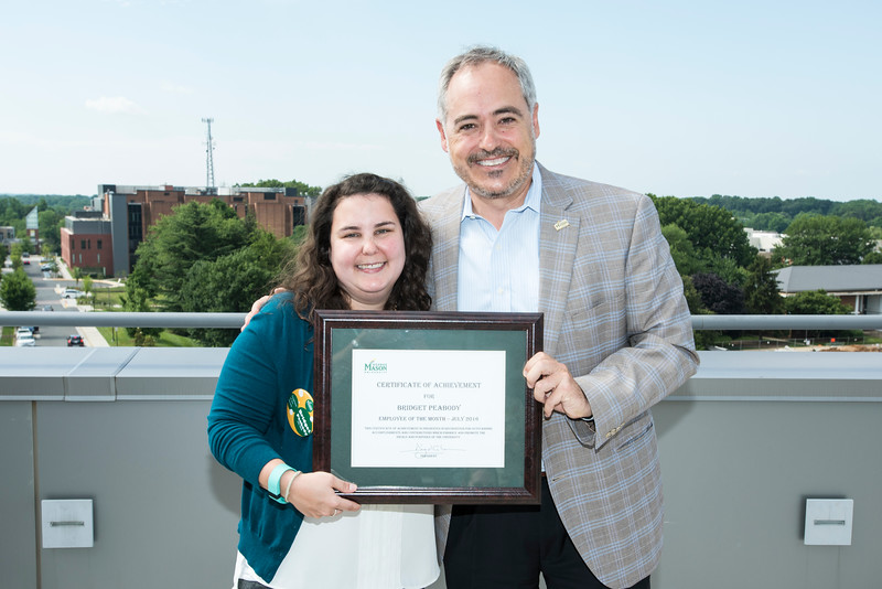 Bridget Peabody, training assistant for Human Resources and Payroll, is George Mason Universitys July 2016 Employee of the Month. Photo by: Ron Aira/Creative Services/George Mason University