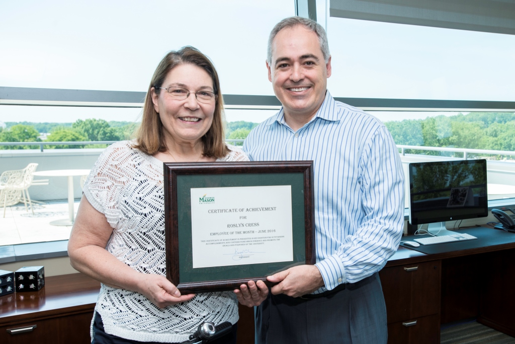 Roslyn Cress is George Mason University’s June 2016 Employee of the Month. Photo by: Ron Aira/Creative Services/George Mason University
