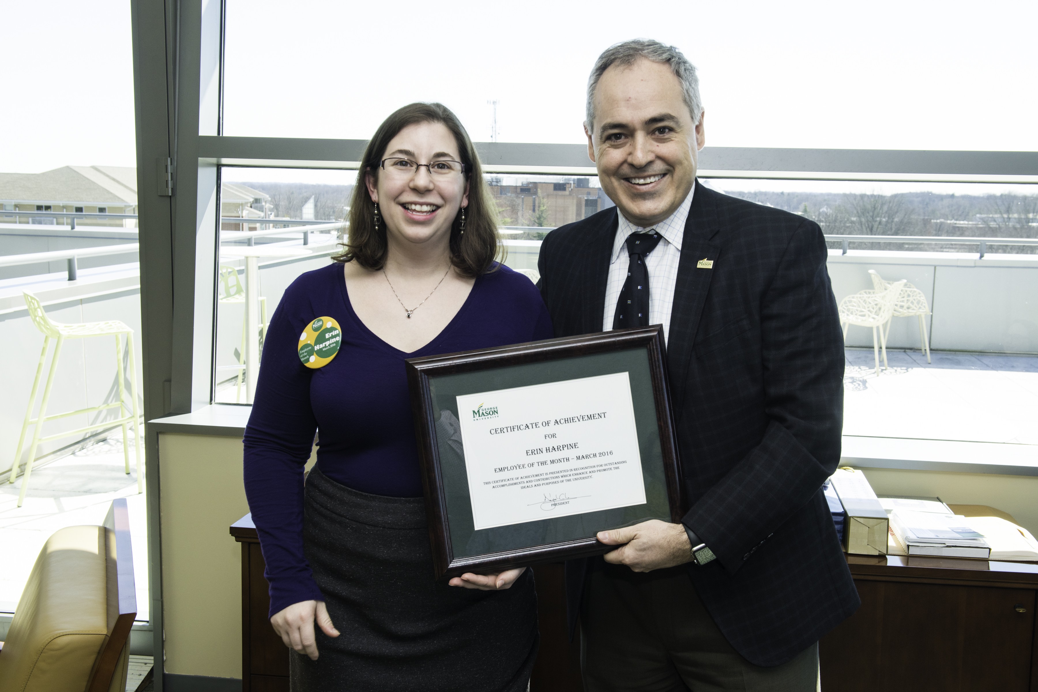 Erin Harpine, patient advocate and special projects coordinator for George Mason University’s Student Health Services, is the March 2016 Employee of the Month.