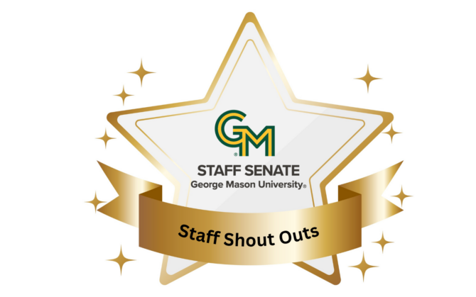 Staff Senate Shout Outs image - gold star on a white background