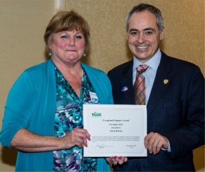 Susan Brionez and Dr. Angel Cabrera at the November 2014 Annual Award Ceremony.  Photo by Creative Services/George Mason University