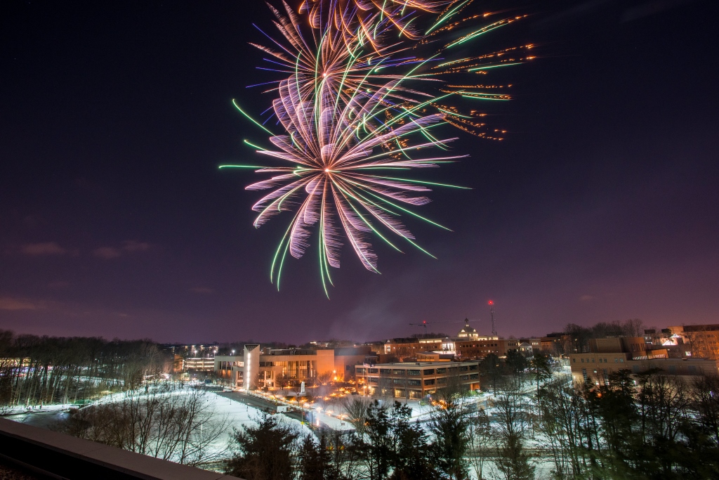 Homecoming fireworks. Photo by Evan Cantwell/Creative Services/George Mason University