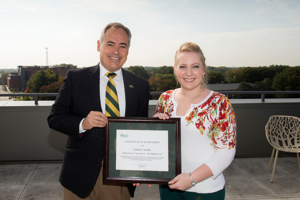 Lindsey Olson, November 2016 Employee of the Month. Photo by Evan Cantwell/Creative Services/George Mason University